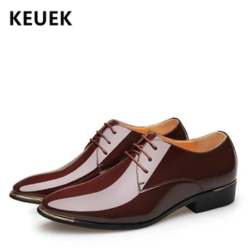 

Spring Autumn Men Casual leather shoes Big size Pointed Toe Lace-Up Dress Business shoes Male Fats 033
