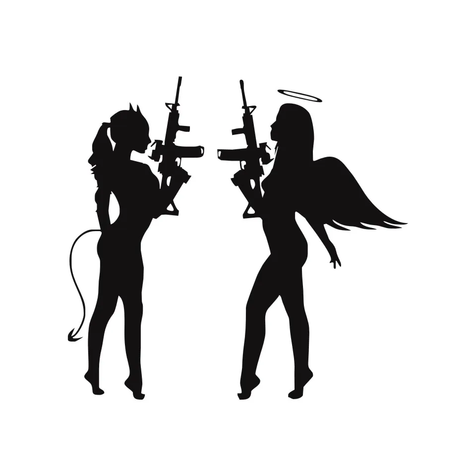 Cunymagos Sexy Angel Face Devil Girl Car Stickers Vinyl Decals Covering The Body BlackSilver Car Styling Car Decal Stickers 17.316 (5)