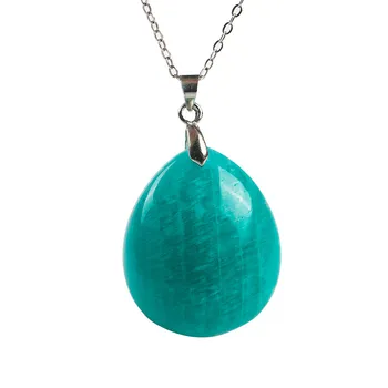 

Genuine Natural Amazonite Gems Stone Women Waterdrop Fashion Pendant Bead 28*24*9mm