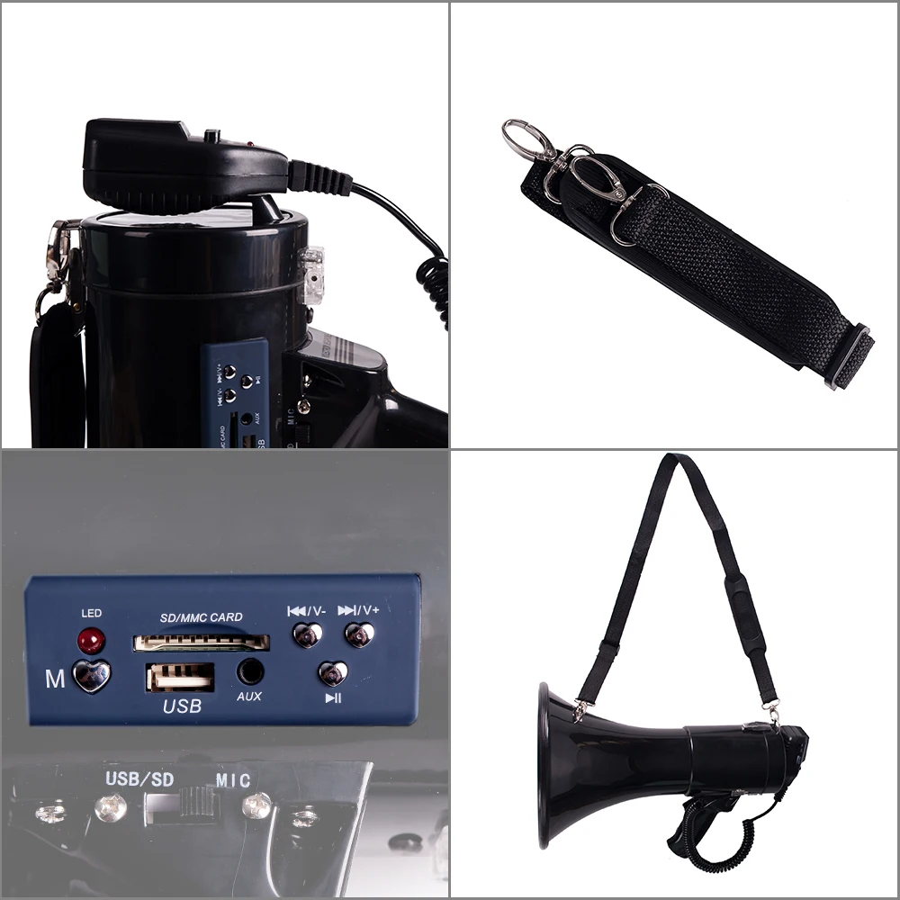  Portable Megaphone 50 Watt Power Megaphone Speaker Bullhorn Voice And Siren/Alarm Modes With Volume