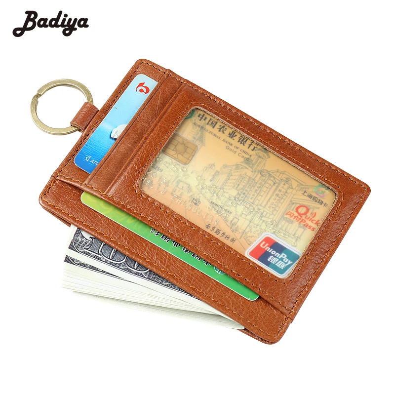 

Genuine Leather RFID Blocking Card Holders for Men Card Slots Coin Purse Brief Designer Pouch With Key Ring Carteira Masculina