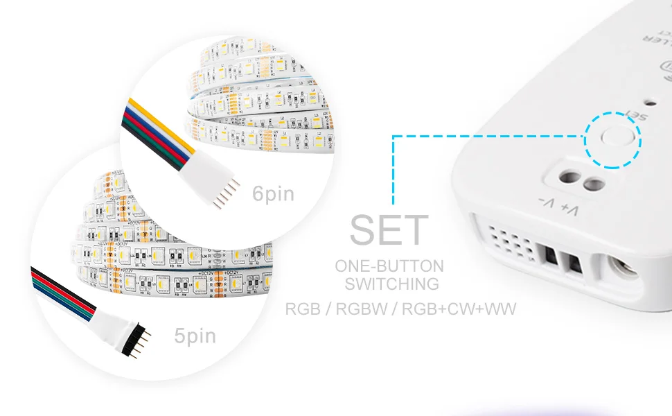 DC9~ 24 В WiFi светодиодный контроллер RGBW/RGB+ CCT 5 в 1 5050 RGBWW IOS/Android APP контроллер светильник RGBW контроллер полосы 5 каналов 15A