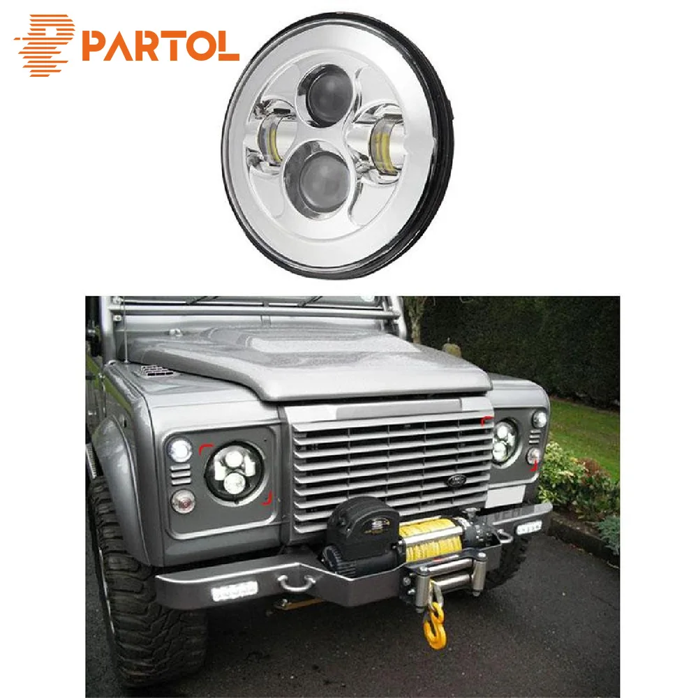 

Partol 1pcs 7" Round LED Headlight Projector Headlamp Car Light Hi Lo Beam for JEEP Wrangler 1997-2016 Land Rover Lada