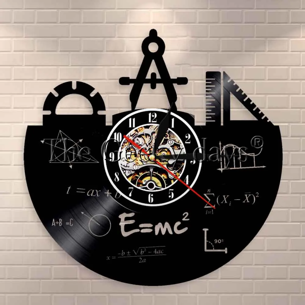 1 шт. светящиеся математические настенные часы школьное образование Виниловая пластинка настенные часы инженерные декоративные часы математические часы