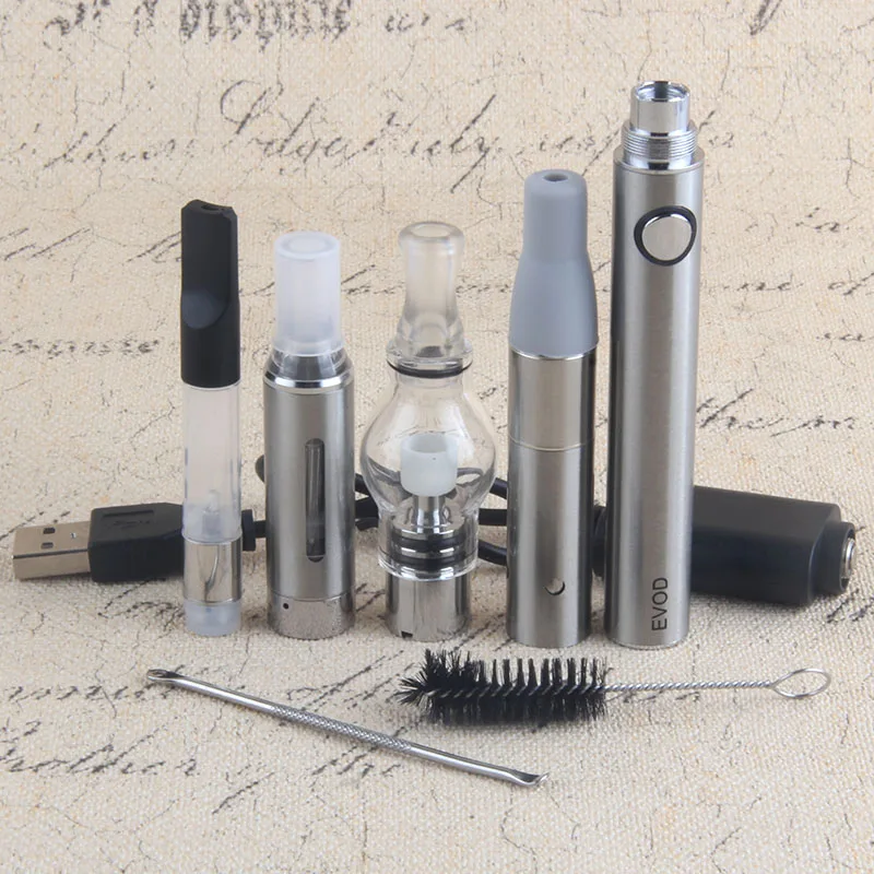 

Electronic cigarette kit Evod 4 In 1 vape pen evod battery with 4 atomizer for dry herb kit Mt3 Vaporizer ce3 tank ago e hookah