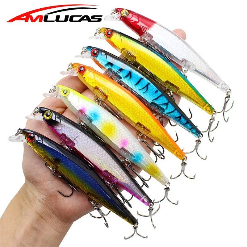 Amlucas New Quality Fishing Lures 11cm 14.1g Laser Artificial Bait Crankbait Wobblers Minnow Fish with 3 Fishing Hooks WW1050 Amlucas New Quality Fishing Lures 11cm 14.1g Laser Artificial Bait Crankbait Wobblers Minnow Fish with 3 Fishing Hooks WW1050