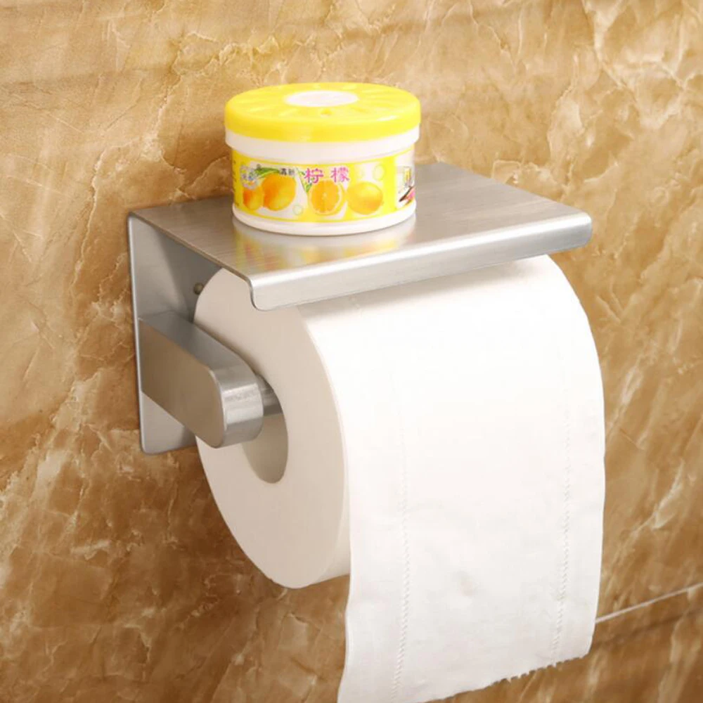 Держатель для туалетной бумаги-держатель для туалетной бумаги для ванной комнаты с полкой настенный держатель рулона ткани из нержавеющей стали матовый
