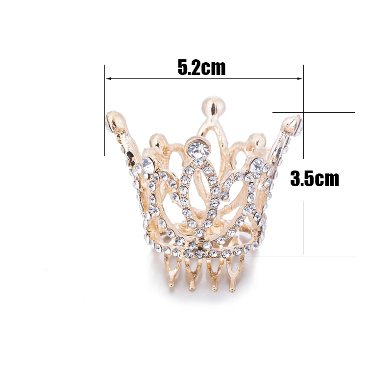 Wedding Hair Accessories Gold Color Mini Round Crystal Rhinestone Tiaras and Crowns Pageant Prom Princess Comb Tiara Crown (3)