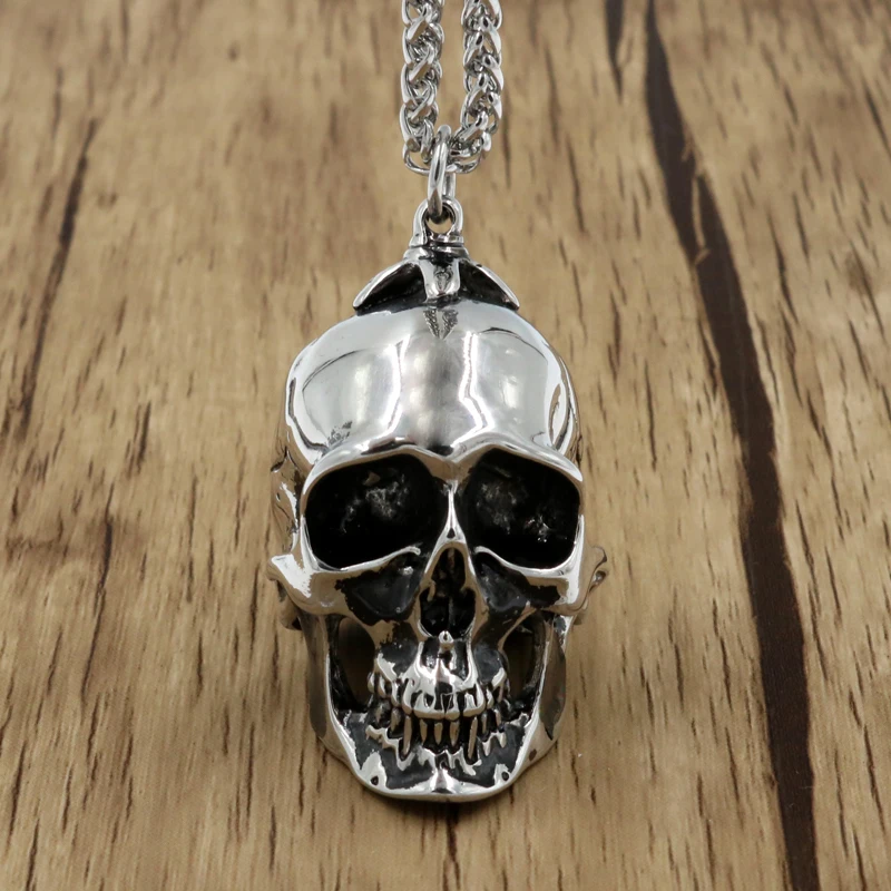 New Necklace Men Biker Motorcycle Style Black Stainless Steel Big Skull Pendants Necklaces Charm Jewelry Party Gift punk rock