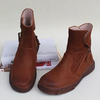 

Shoes Woman Boots 100% Genuine Leather Winter Boots Women 2018 Chic Motorcycle Boots Female Footwear (9730)