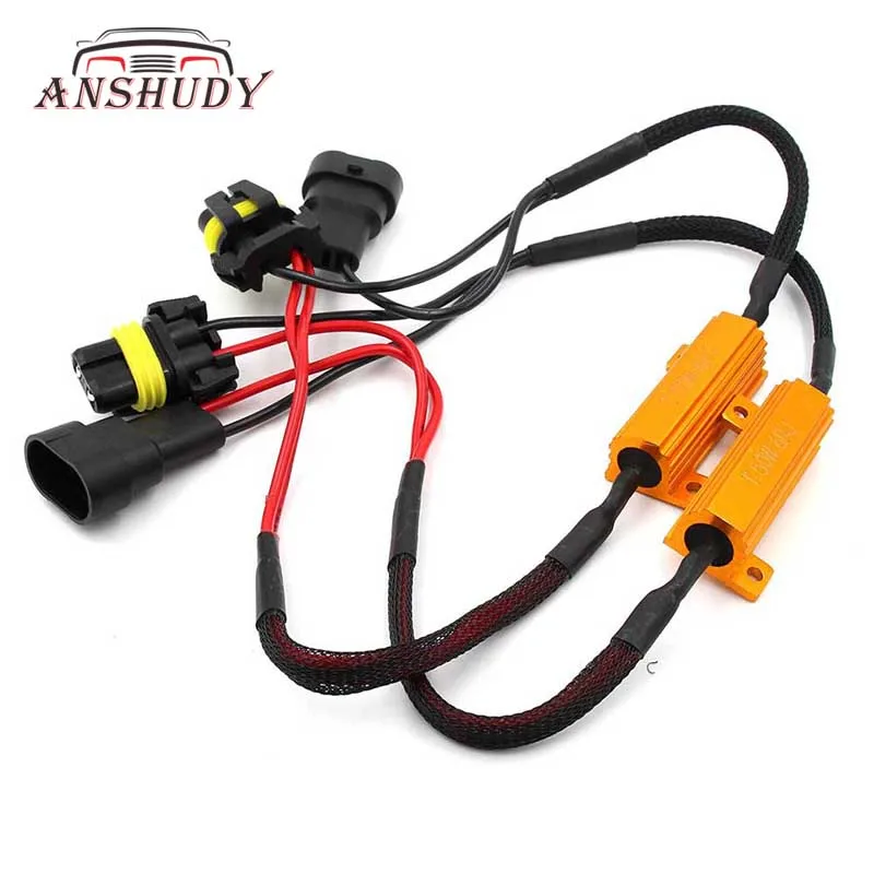 

50W H1 H3 H4 H7 LED Light Load Resistor Error Canceller EMC Decoder Canbus Wiring H11 9005 9006 Warning Resistance