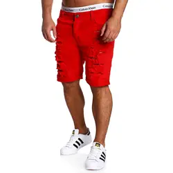 Новые идеи 2018 г., летняя новая мода Jogger Для мужчин хлопковые шорты-карго Для мужчин Повседневное рваные Костюмы Джинсовые шорты