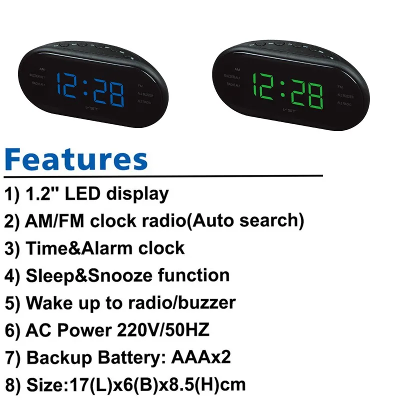 СВЕТОДИОДНЫЙ цифровой радио Будильник с синим красным зеленым светодиодом