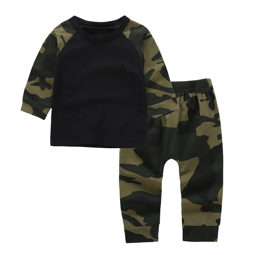 Baby Girls cotton Camouflage Jackets Pant 2pcs Fashion Children Sports Suit