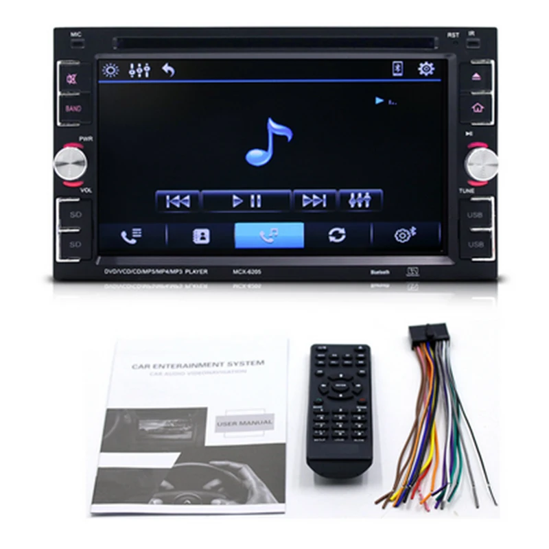 

6213 6.2" Wide TFT Screen Bluetooth Car MP3 Player Stereo In-dash Aux Input Receiver FM Radio Player Support USB/MINI SD CD DVD