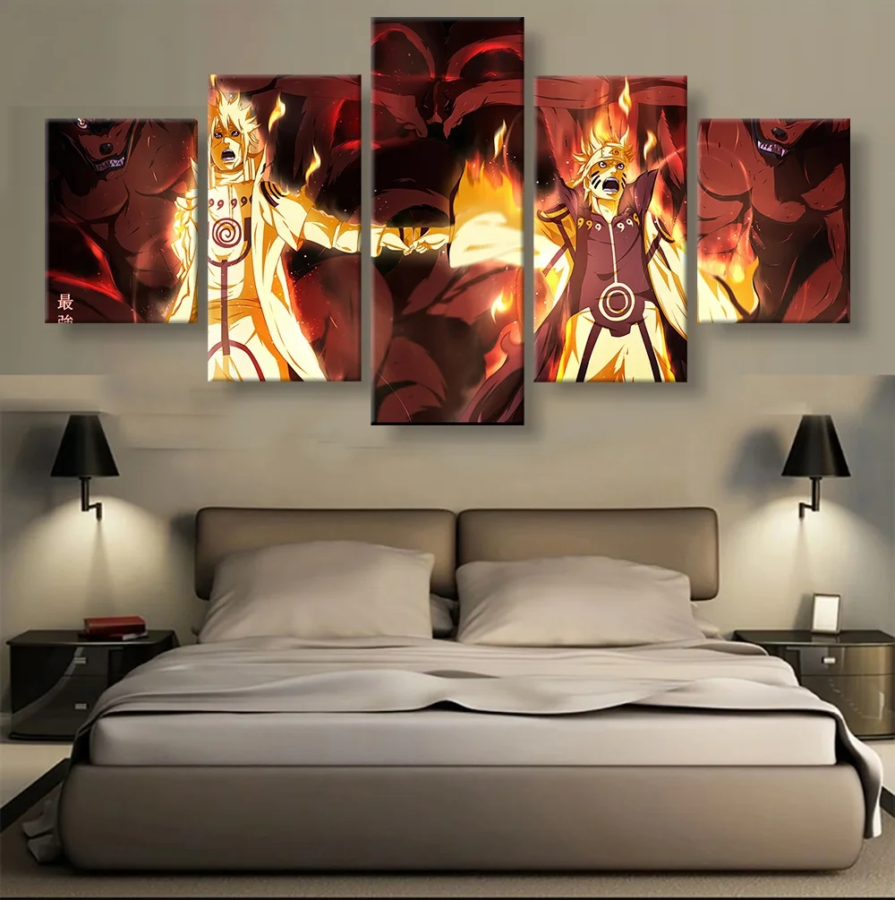 

Hd Prints Home Decor Pictures 5 Pcs Naruto Nine-Tailed Fox Namikaze Minato Wall Artwork Modular Poster Painting Canvas Kids Room