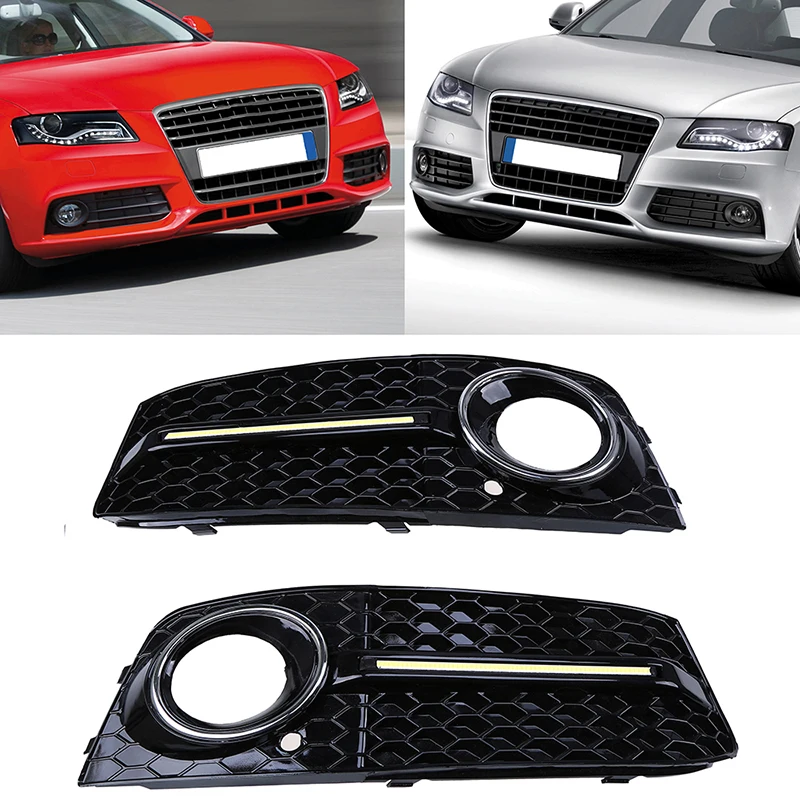 POSSBAY передняя противотуманная фара DRL светодиодный Решетка для Audi A4/B8 2007-2011 предварительно подтяжку автомобиля Передняя Нижняя бампер решетка противотуманных фар крышки