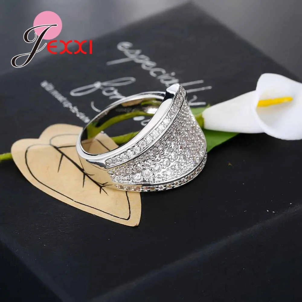 Блестящие прозрачные кольца с кубическим цирконием для свадьбы, помолвки,, 925 пробы, серебро, австрийский кристалл, Женские Ювелирные изделия