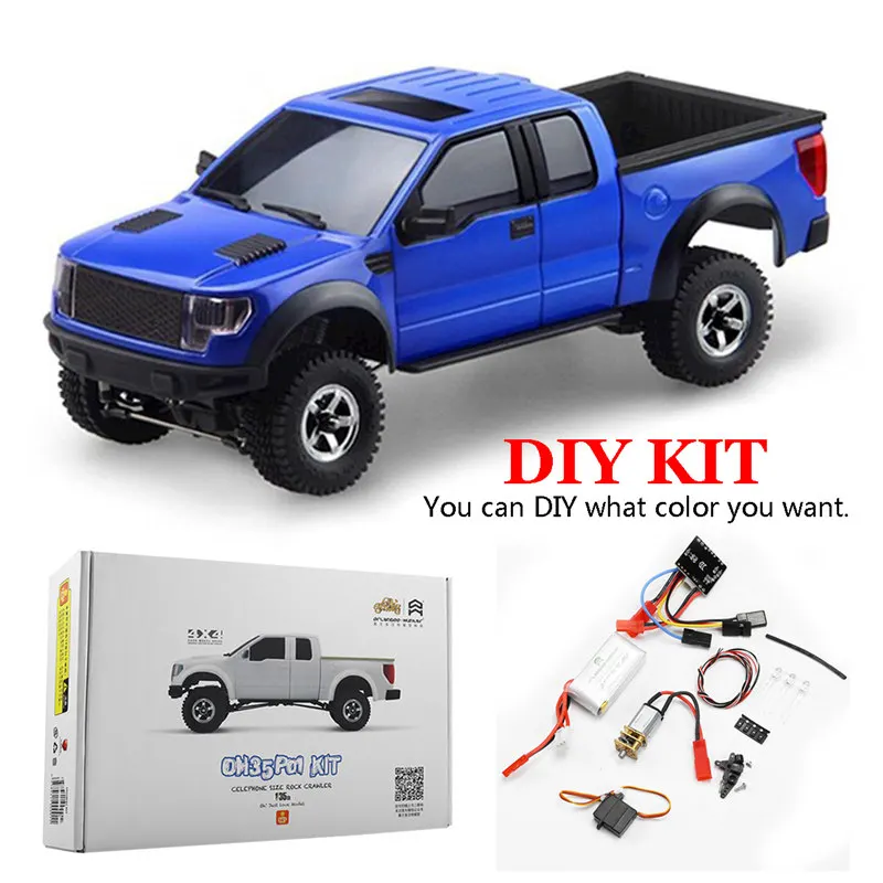 

RC Car DIY Model Kit with Transmitter and Motor Receiver Charger Compatible with Orlandoo 1:35 F150 Crawler Full DIY Model