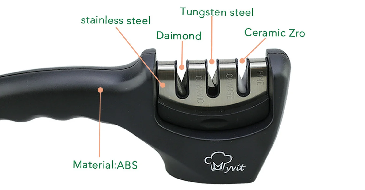 Точилка для ножей, 3 этапа, Профессиональная кухонная заточка, точильный камень, точильный камень, вольфрам, Алмазный керамический точильный инструмент