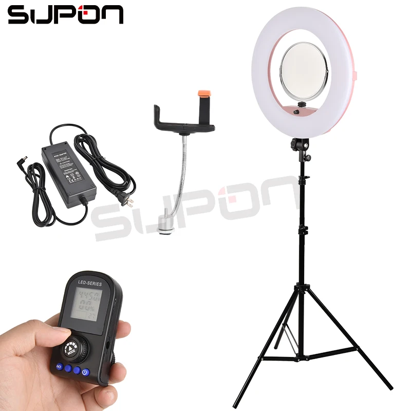 

Supon Pink FE-480II 3200-5500K Dimmable Camera/phone Photographic Lighting 96W 480 LED Ring Light LED Lamp+ 2m tripod