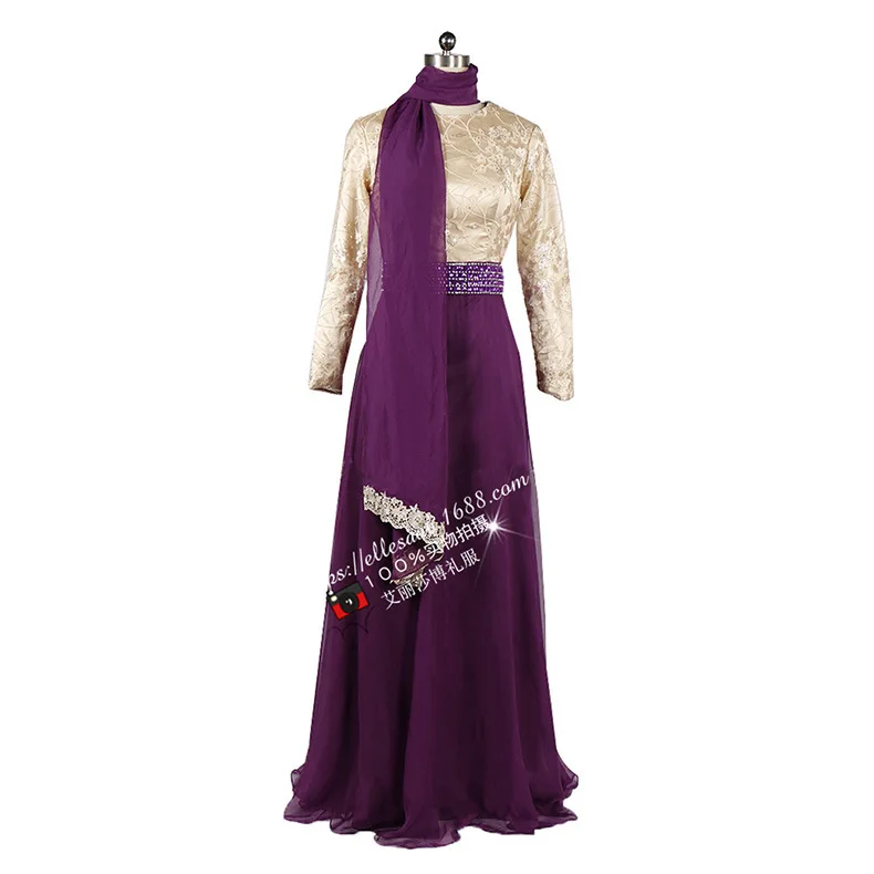 Dubai Kaftan Arabic Islamic Muslim Evening Dresses Long Sleeves White and Champagne Rhinestone Evening Party Gowns Vestido Longo