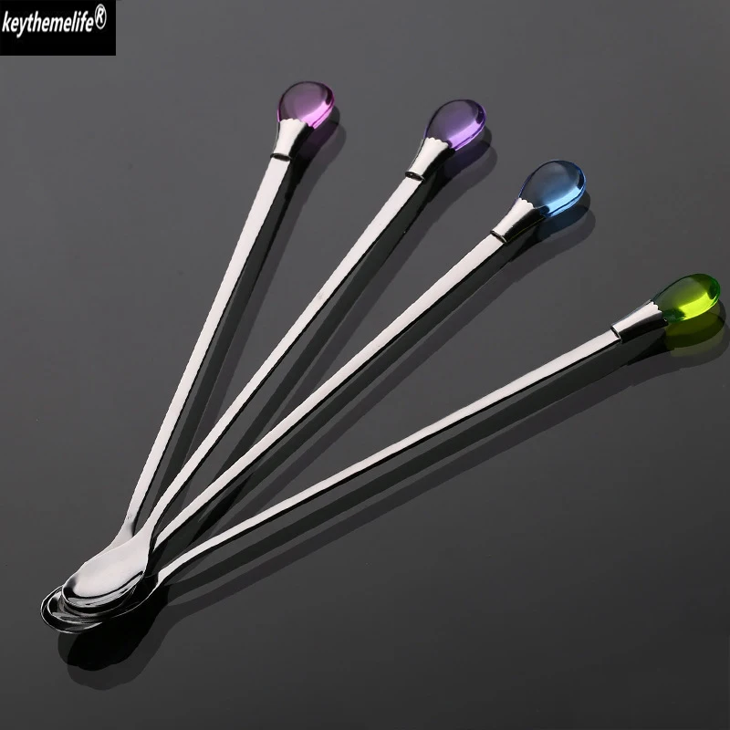 

1PC High Quality Water Drop Shape Spoon Ice Cream Tea Coffee Long Handle Stainless Steel Spoons Tableware 3C