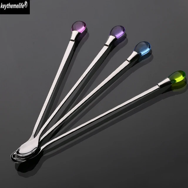 Special Price Keythemelife 1PC High Quality Water Drop Shape Spoon Ice Cream Tea Coffee Long Handle Stainless Steel Spoons Tableware 3C