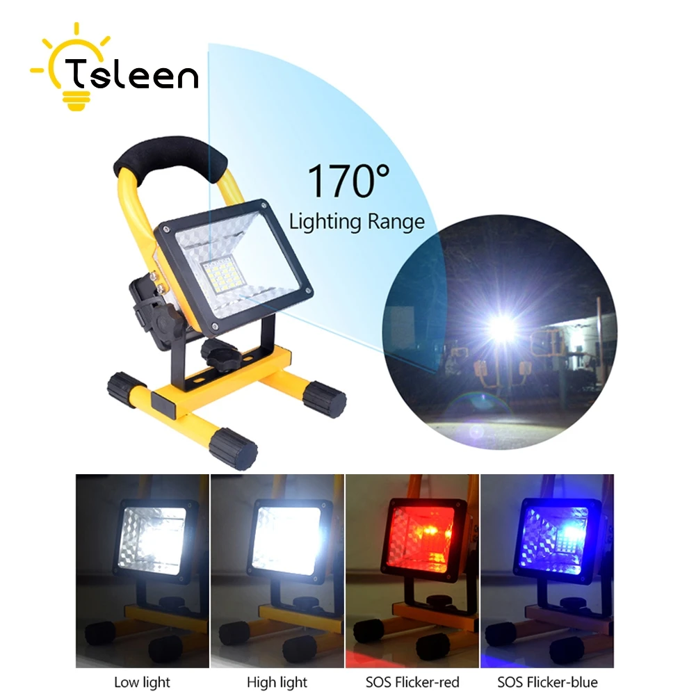 Светодиодный уличный светильник Перезаряжаемые 30 Вт 24 Светодиодный точечный светильник Светодиодный прожектор светильник стадион Кемпинг ремонт автомобиля лампа+ Зарядное устройство+ 3*18650 Батарея