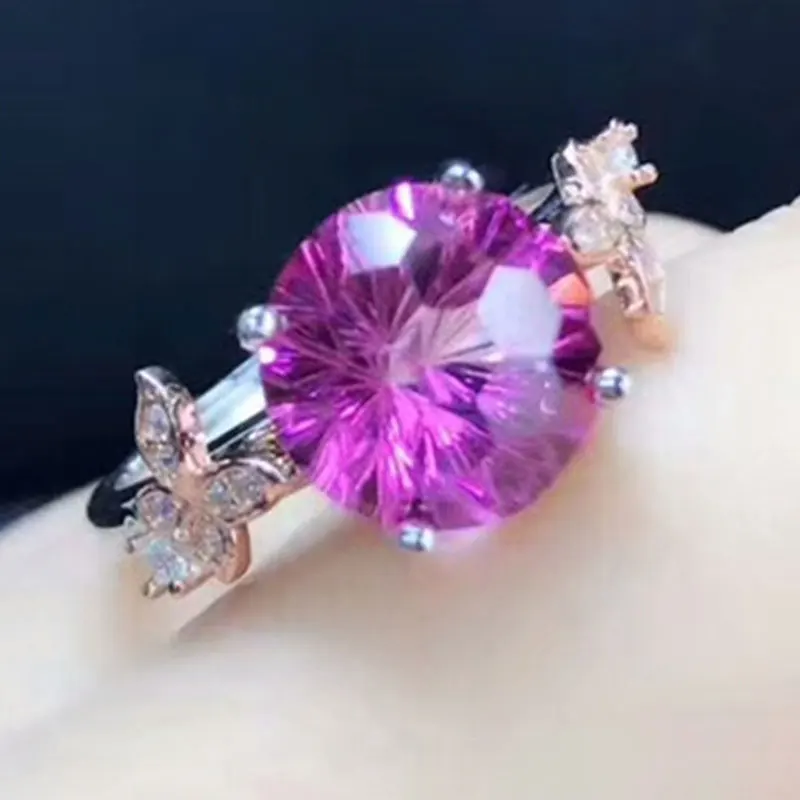 

RADHORSE 925 Silver Rings for Women Fine Jewelry 100% Genuine Topaz Heart Shape Sculpture gem Adjustable ring