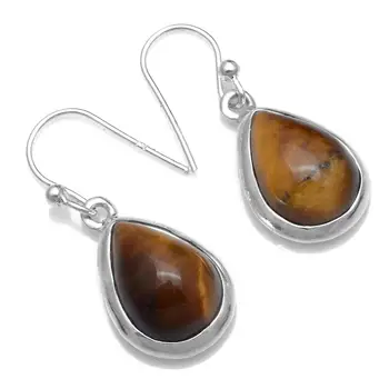 

Genuine Tiger eye 925 Sterling Silver Earrings, 32.1 mm, 2SE0509