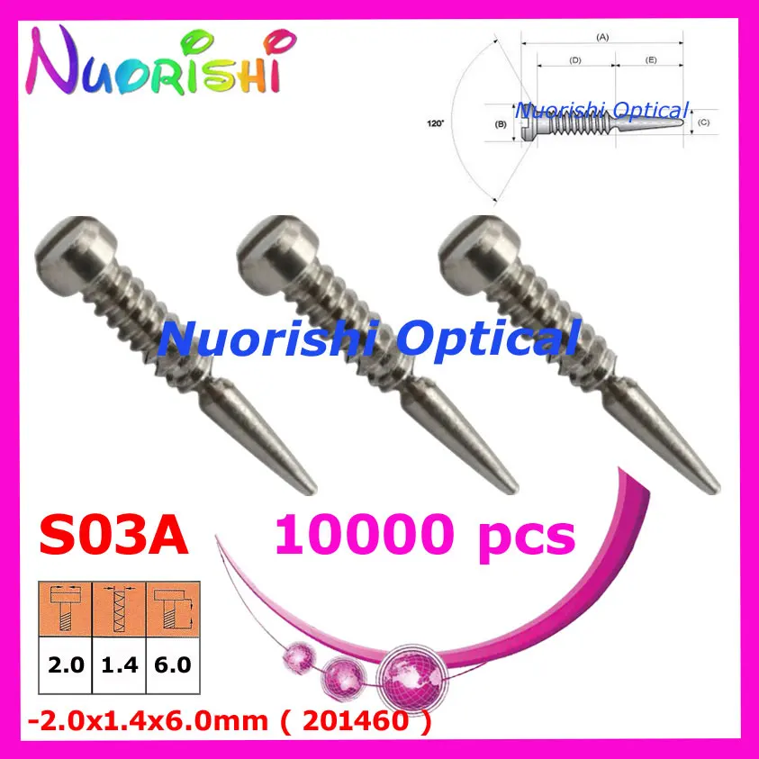 S03A 2.0x1.4x6.0mm 10000pcs Glasses Accessories Spring Hinge Screws
