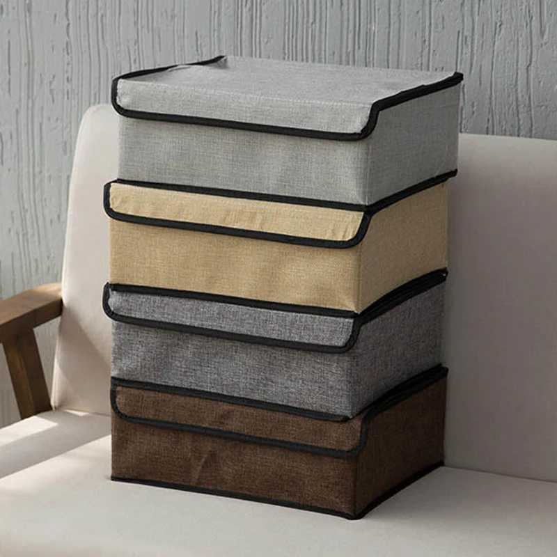 Cotton Linen Underwear Box Drawer Organizers Foldable Clothing Bra Socks Storage Wardrobe Closet Container Accessories Supplies