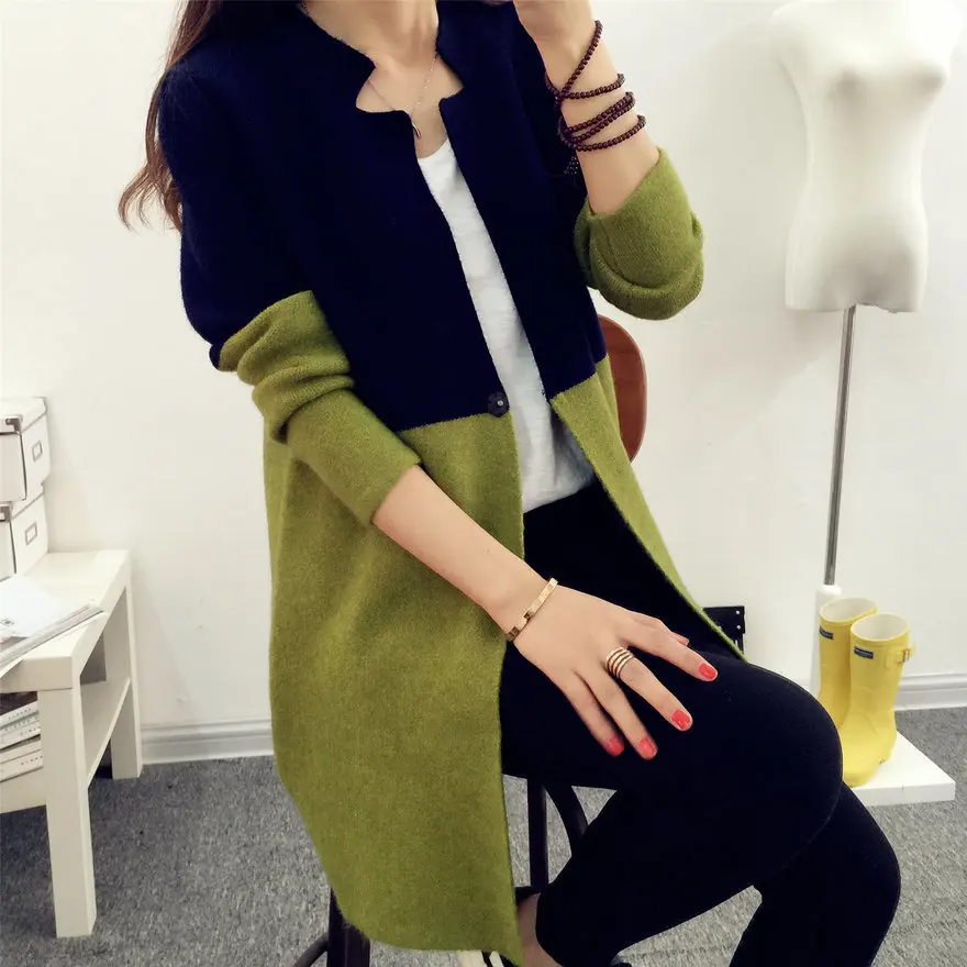 2018 Autumn Knitting Loose Women's Cardigans Patchwork Long Sleeve Simple jumper female cardigan Sweaters Korea Style Coats #Y5 HTB1UIziCuuSBuNjSsplq6ze8pXaJ - 2018 Autumn Knitting Loose Women's Cardigans Patchwork Long Sleeve Simple jumper female cardigan Sweaters Korea Style Coats #Y5