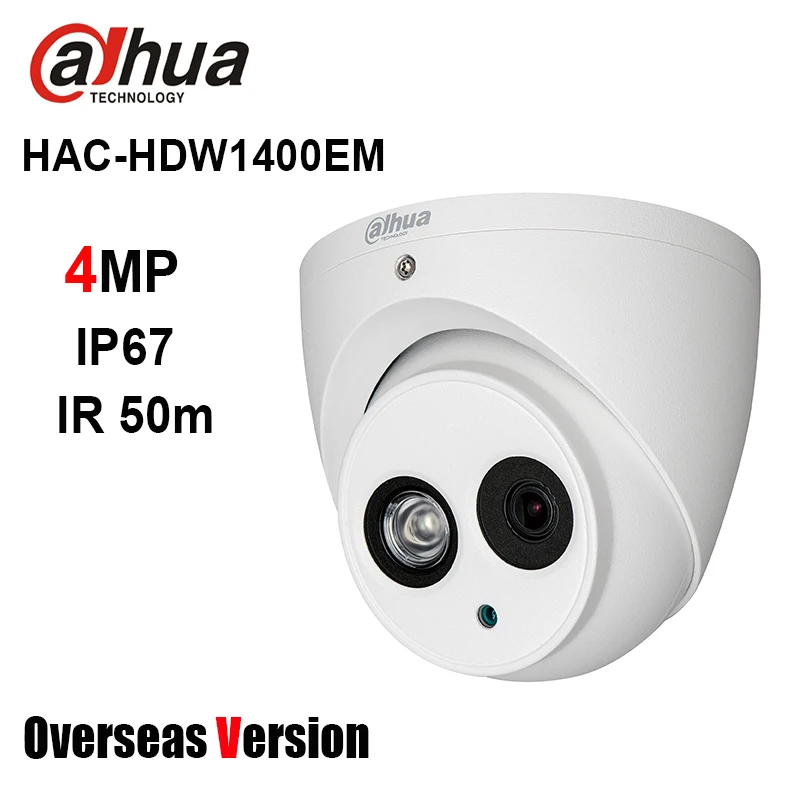 Сетевой видеорегистратор Dahua HAC-HDW1400EM 4MP HDCVI камера видеонаблюдения IR аналоговая Камера 4MP ИК 50 м IP67 водонепроницаемый DH-HAC-HDW1400EMP купольная камера видеонаблюдения Камера