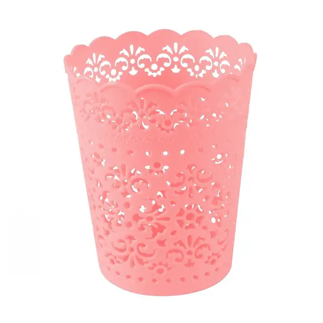 online shop small sweet lace plastic flower trash can bin storage