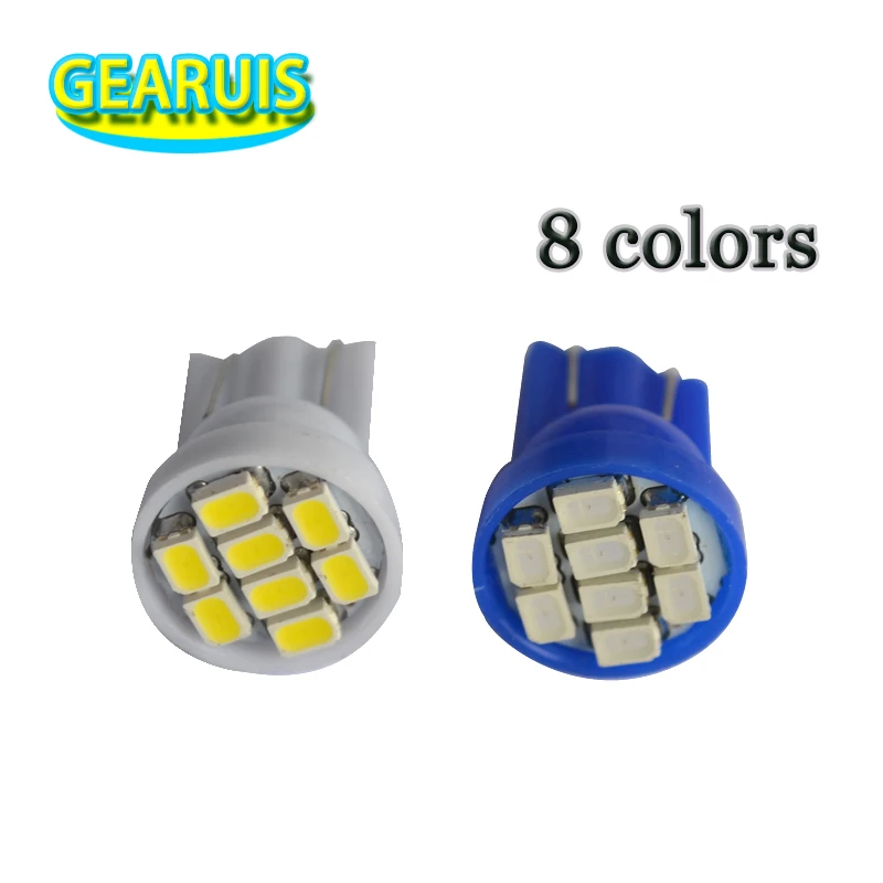 100 шт./лот T10 8 SMD 1206 3020 светодиодные клиновидные лампочки для салона автомобиля 192