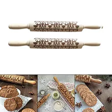 2 шт. Рождество тисненая Скалка резьба по дереву кухонные инструменты для выпечки бисквитный торт рулон с узором