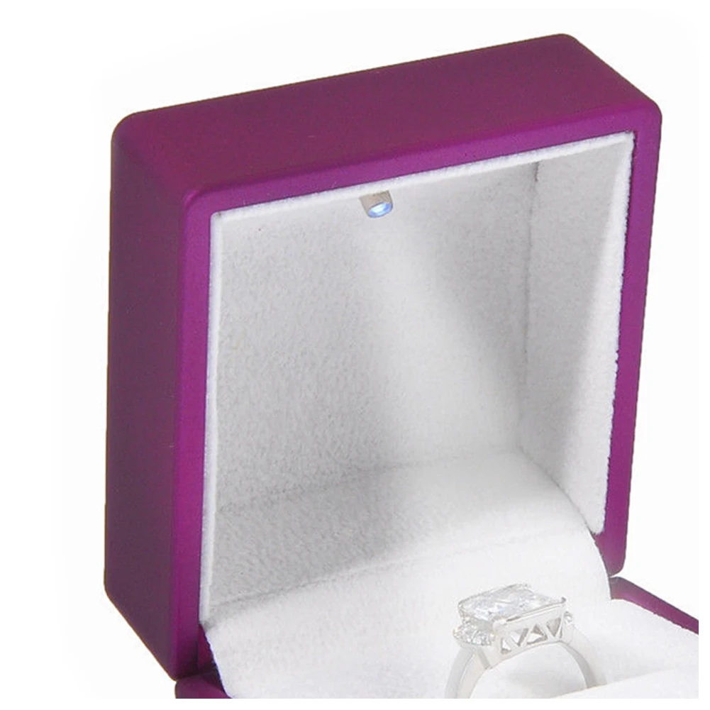 Новый светодиодный освещенные подарочные коробки для колец Свадебные помолвки подарочные коробки для колец