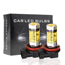 2Pcs/set Car LED Fog Lamp H8 H9 H11 100W 2323 20SMD Gold Light 4300K LED Fog Lamp Car Headlight Bulbs Led Lamp for Auto