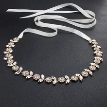 Jonnafe модное с кристаллами, стразами Свадебные ремешок для свадебного платья золото Для женщин Выходные туфли на выпускной бал Талия Sash