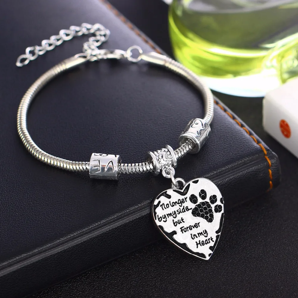 

Black Crystal Pet Paws Bracelets No Longer By My Side But Forever In My Heart Bracelet Bangle Women Family Lovers Gifts Souvenir