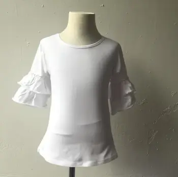 

Factory Price Wholesale blank ruffle baby t-shirts newborn baby short sleeve shirts double ruffle baby clothes european