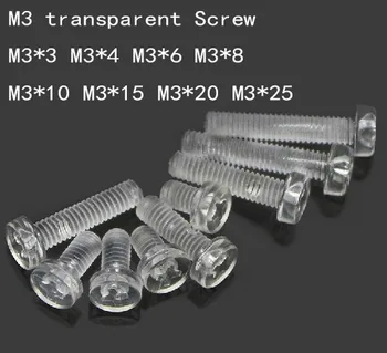 

M3 x 25mm bolt Transparent PC Plastic screw bolt Home Light isolation screw clear DIY PC Acrylic bolt nut LED install fastener