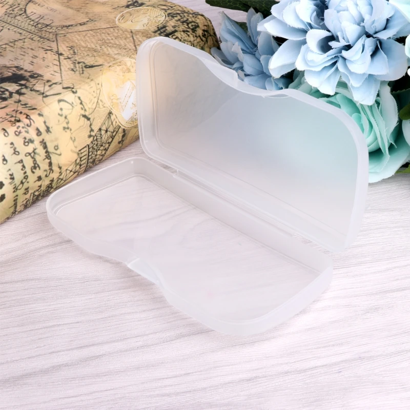 Portable transparent shell eyewear case protector box for clip-on flip-up len glasses