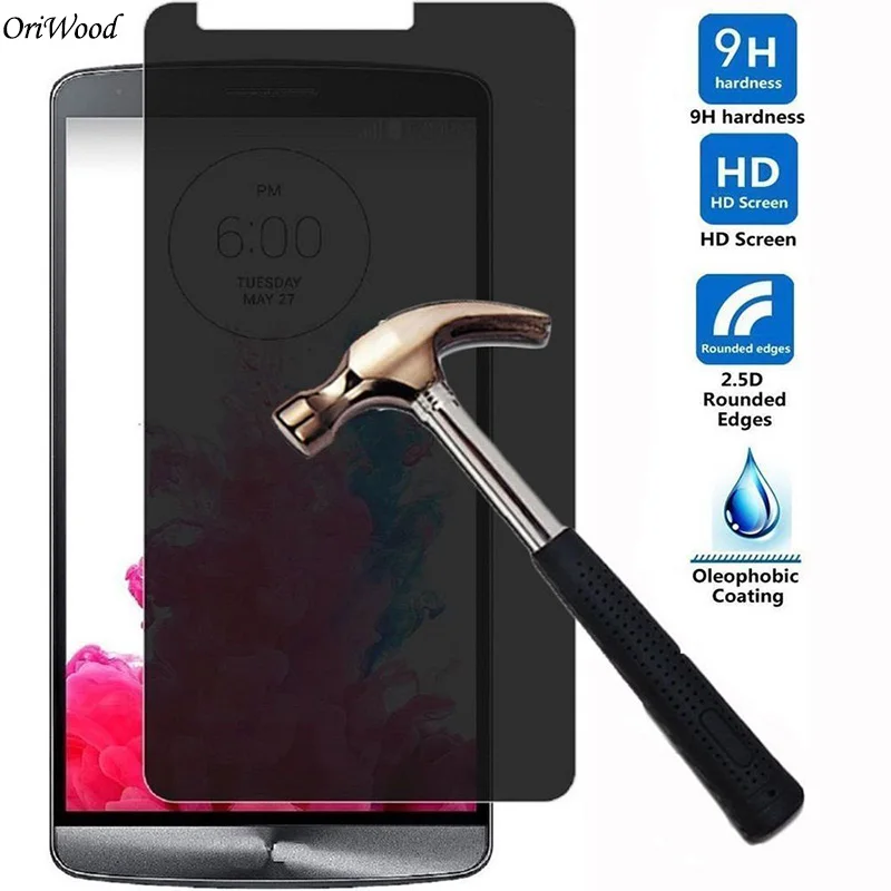 

OriWood 2.5D Privacy Tempered Glass Anti Spy Screen Protector For LG G4 G5 Q6 Black Protective Film For LG G5 G4 Q6 Front Film