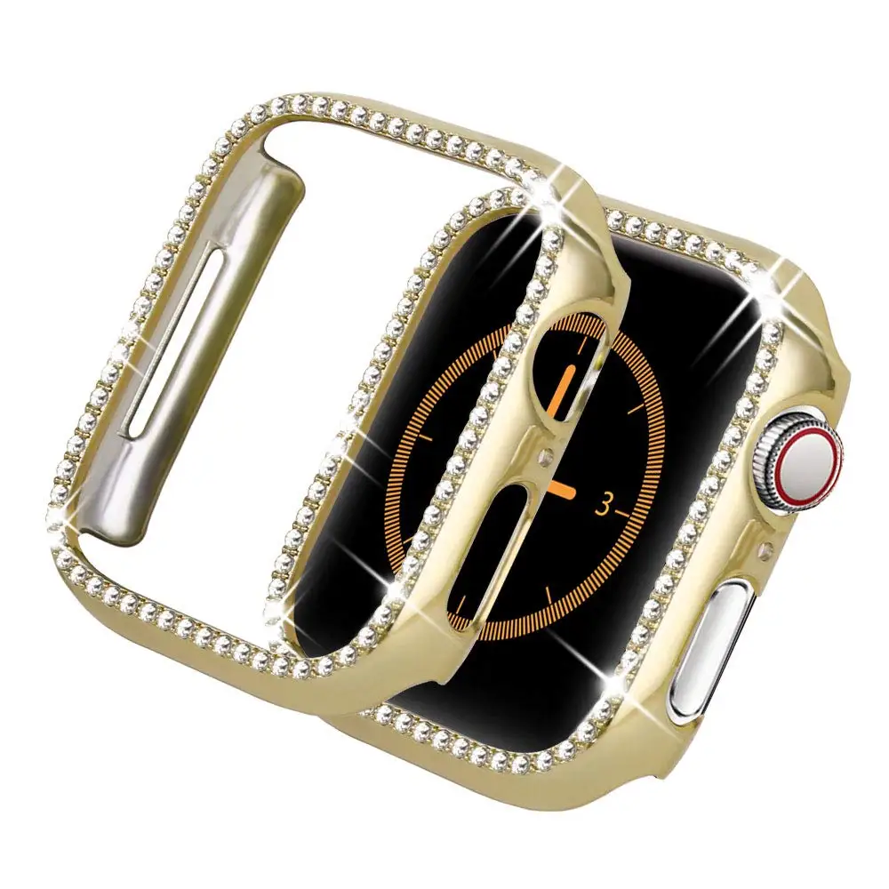 Алмазный чехол для часов Apple Watch 38 мм 42 мм серия 3 2 1 Аксессуары для ПК защитная рамка для Apple Watch 4 5 40 мм 44 мм чехол - Цвет: gold