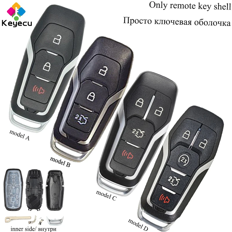 

KEYECU Pair Smart Prox Remote Key Shell Case - 3/ 4/ 5 Btns - FOB for Ford Fusion Explorer Edge Mustang FCC ID: M3N-A2C31243300