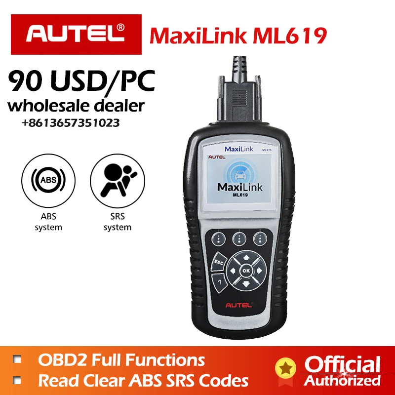 

5 pcs/lot Autel AutoLink ML619 OBD2 ABS SRS Scanner wholesale Turn off Engine Light (MIL) ABS/SRS Warning Lights PK AL619 CR6011