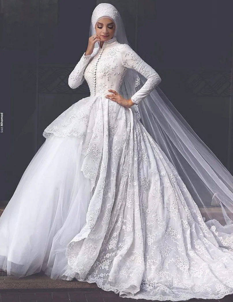 High-Neck-Vintage-Lace-Ball-Gown-Arab-Long-Sleeve-Muslim-Wedding-Dress-Islamic-Hijab-Wedding-Dress